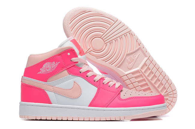 Women's Running Weapon Air Jordan 1 White/Pink Shoes 0344